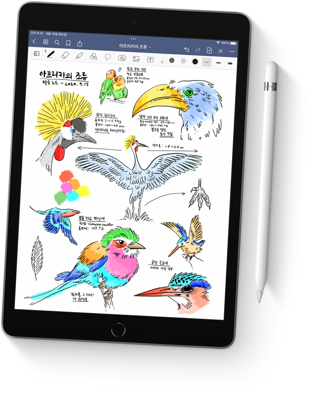 iPad에 Goodnotes 5 앱이 열여 있는 모습